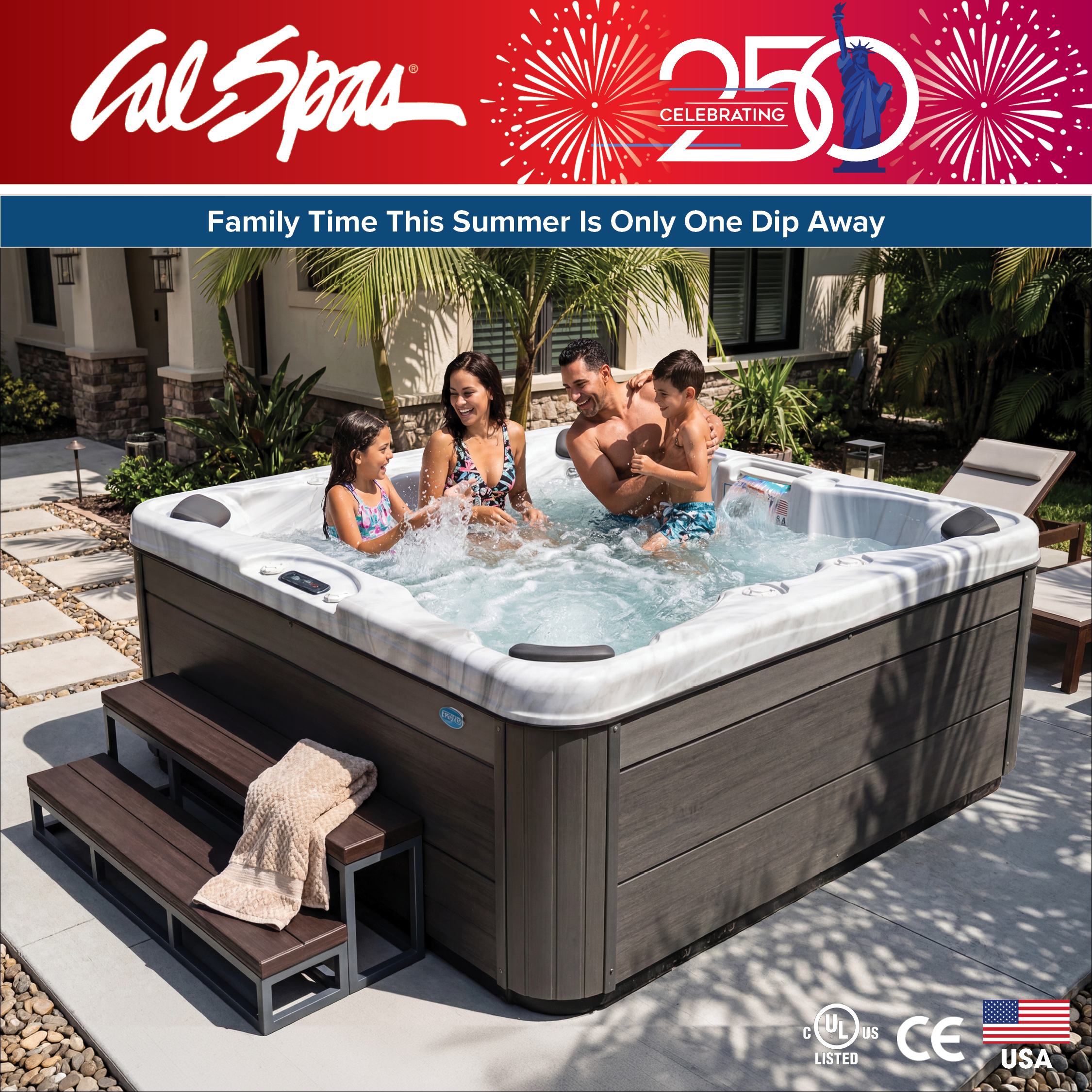 Calspas hot tub being used in a family setting - Madison